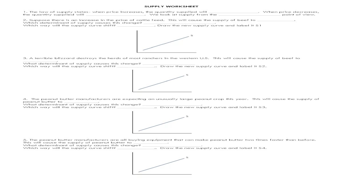 Law of supply worksheet answer key