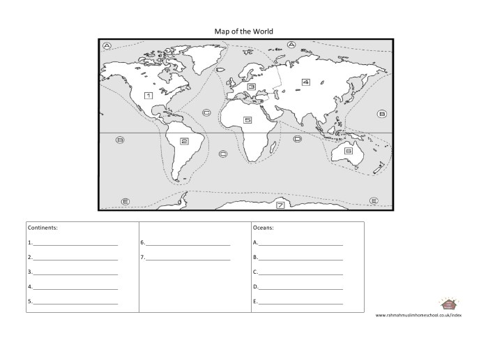 Continents and oceans worksheet answer key