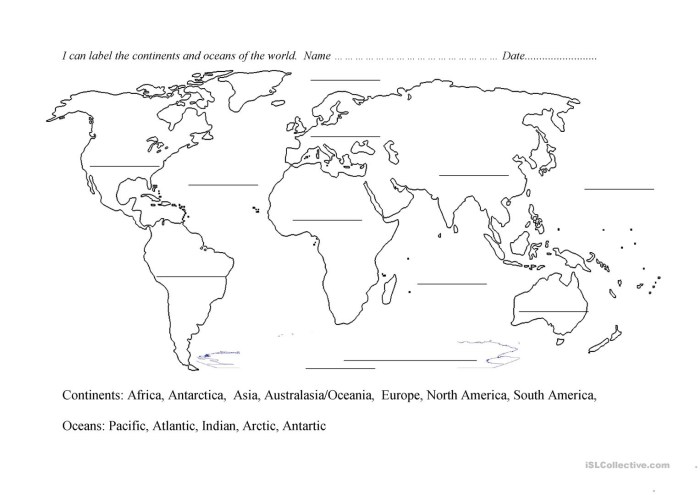 Continents and oceans worksheet answer key