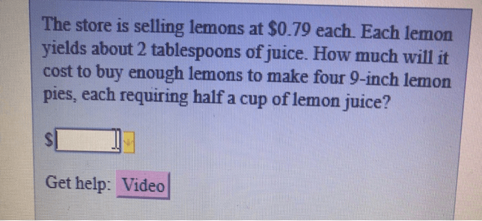 If two lemons cost 15 cents