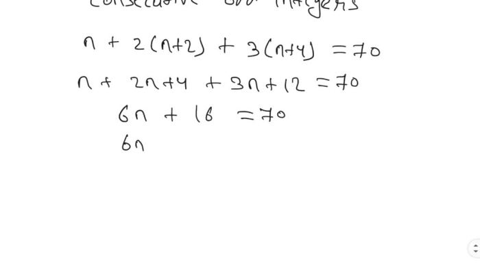 If n is the least of two consecutive odd integers