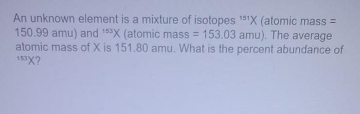 122x element isotopes mixture unknown percent amu atomic mass average