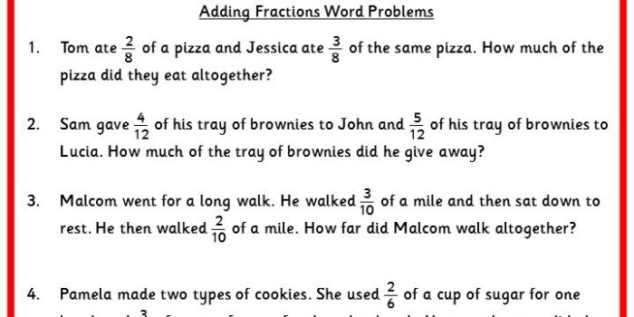 Adding and subtracting fraction word problems