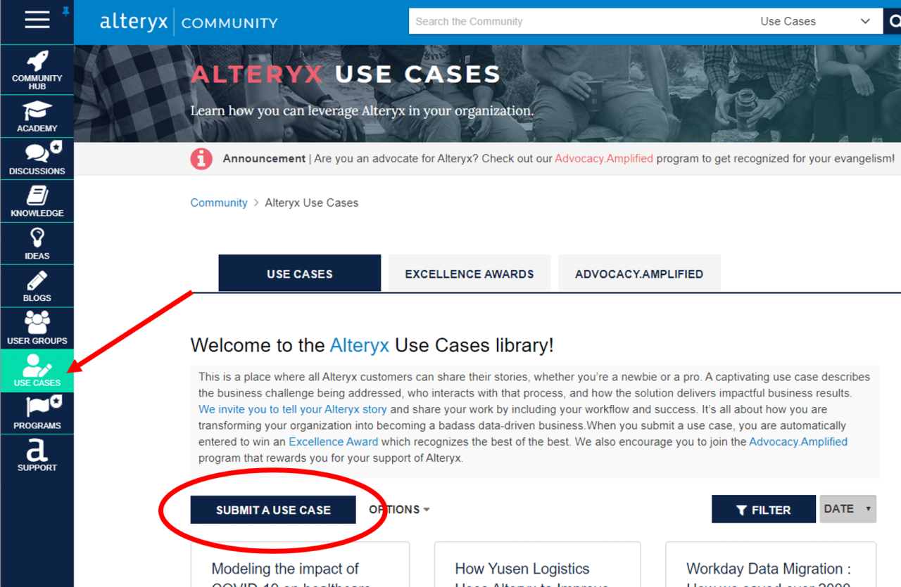 Alteryx community resources are available from which locations