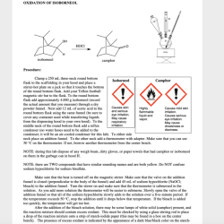 Oxidation of isoborneol to camphor lab report