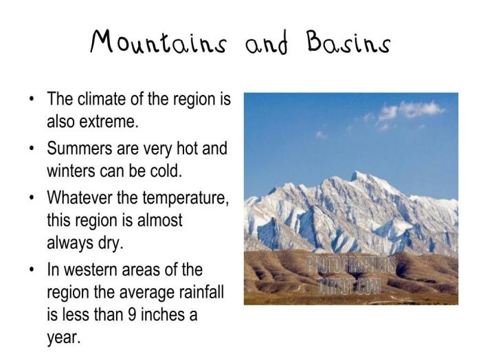 How do mountains and basins affect life in texas